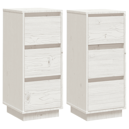 vidaXL Aparadores 2 pcs 32x34x75 cm madeira de pinho maciça branco