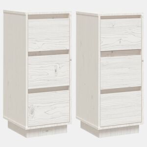 vidaXL Aparadores 2 pcs 32x34x75 cm madeira de pinho maciça branco