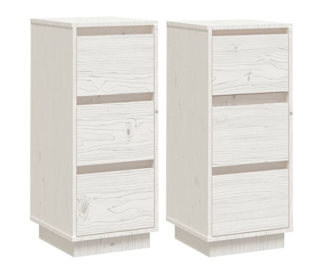 Vidaxl aparador 2 uds madera maciza de pino blanco 32x34x75 cm