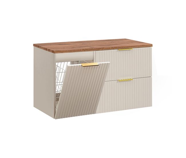 Mueble bajo lavabo 100cm cesto de ropa adriel cachemira y madera