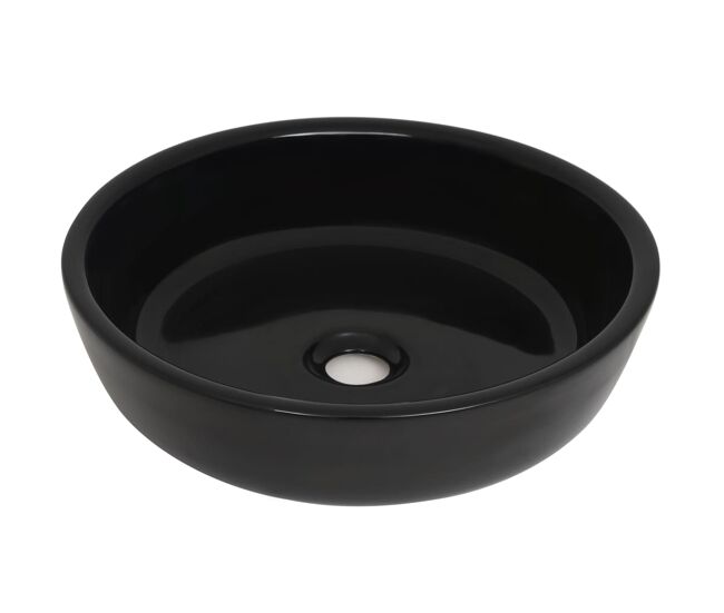 Vidaxl lavabo redondo de cerámica negro 42x12 cm