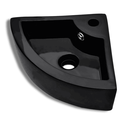 vidaXL Lavatório com extravasamento 45x32x12,5 cm preto