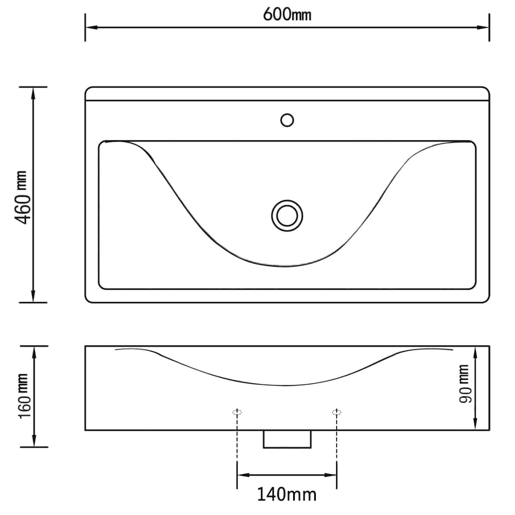 Cuvete Cerâmica de luxo Retangular Branca com Orifício de drenagem 60 x 46 cm