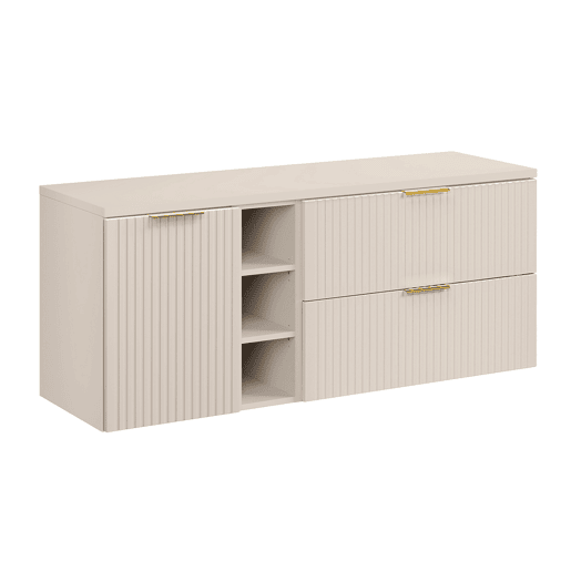 Móvel toucador 140cm 3 nichos cesto roupa Adriel caxemira