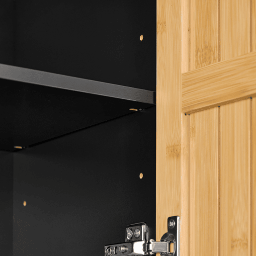 SoBuy Armário sob a pia de 60 cm com portas de bambu, prateleiras ajustáveis u200Bu200Be pernas de metal BZR202-SCH