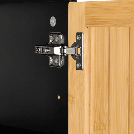 SoBuy Armário sob a pia de 60 cm com portas de bambu, prateleiras ajustáveis u200Bu200Be pernas de metal BZR202-SCH