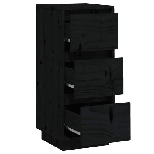 vidaXL Aparadores 2 pcs 32x34x75 cm madeira de pinho maciça preto