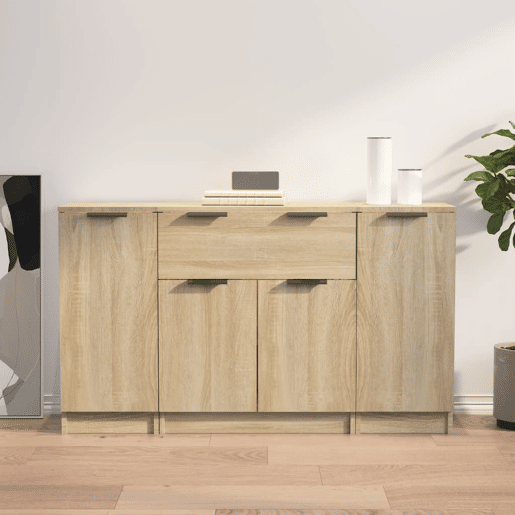 vidaXL Aparadores 3 pcs madeira processada cor carvalho sonoma
