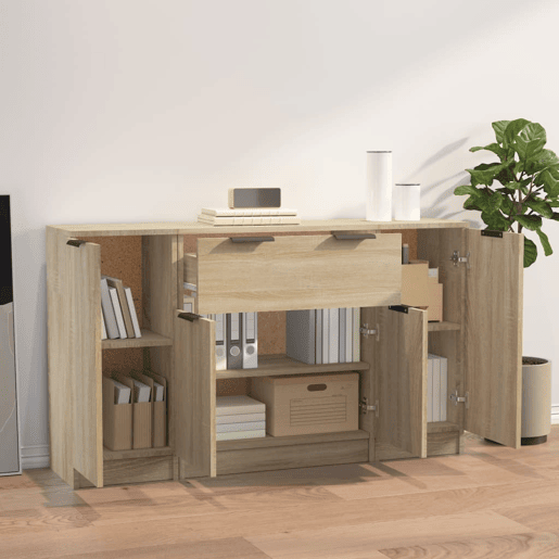 vidaXL Aparadores 3 pcs madeira processada cor carvalho sonoma