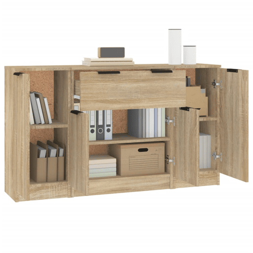 vidaXL Aparadores 3 pcs madeira processada cor carvalho sonoma