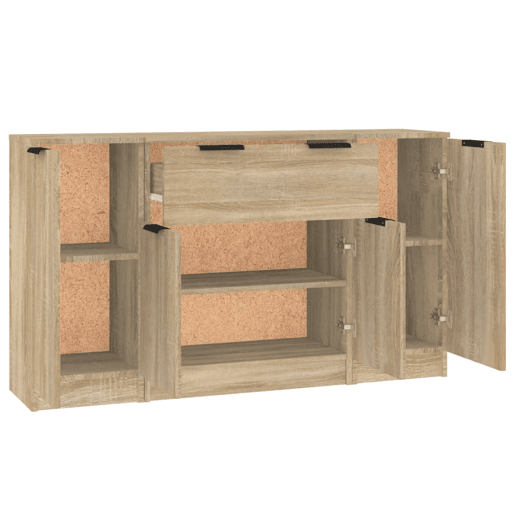 vidaXL Aparadores 3 pcs madeira processada cor carvalho sonoma