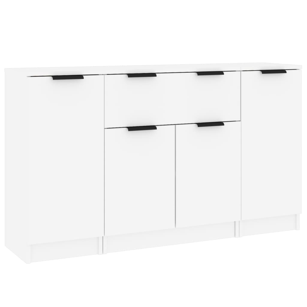 Vidaxl aparadores 3 piezas madera contrachapada blanco