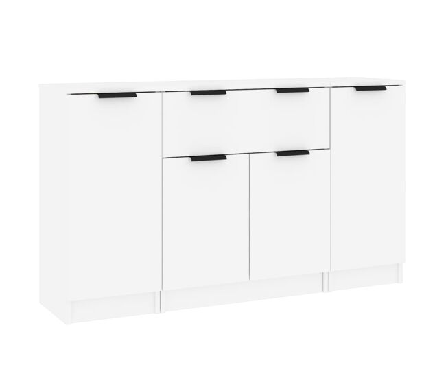 Vidaxl aparadores 3 piezas madera contrachapada blanco