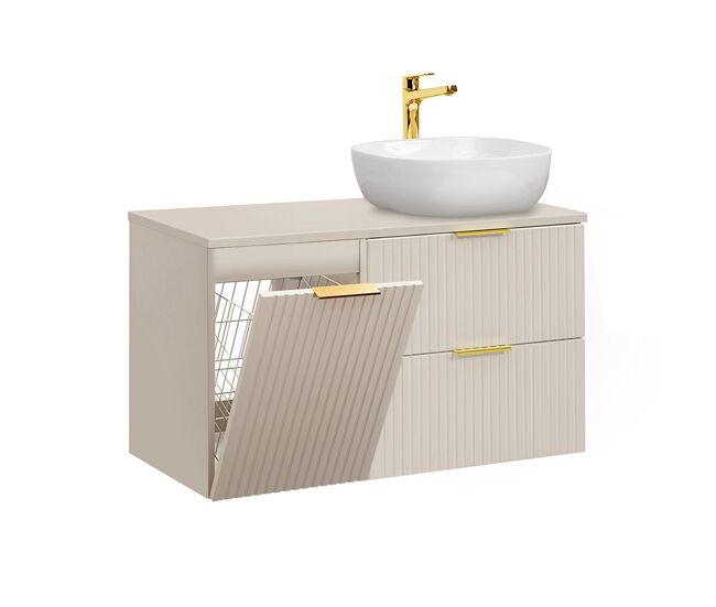 Mueble lavabo individual 100cm cesto de ropa adriel cachemira
