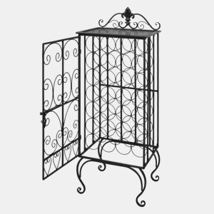 vidaXL Garrafeira, suporte de metal para 28 garrafas de vinho