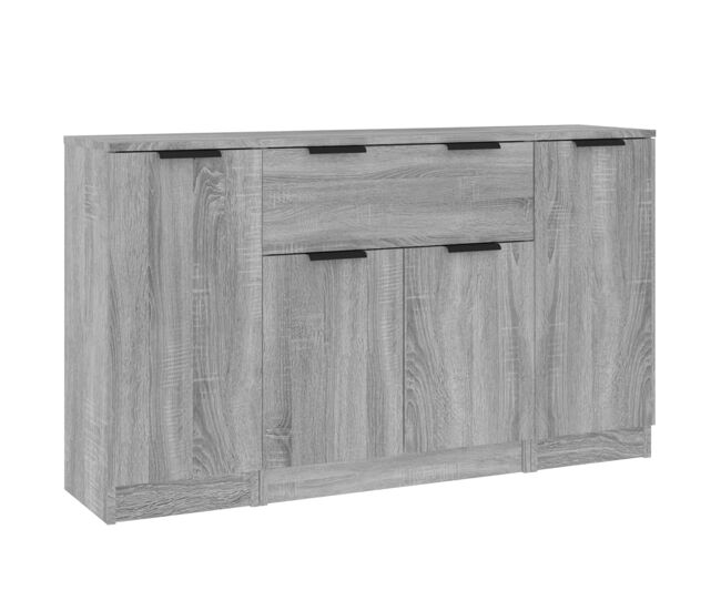 Vidaxl aparadores 3 piezas madera contrachapada gris sonoma