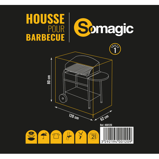 SOMAGIC - Cobertura L 120 x L 62 x A 80 cm para churrasco