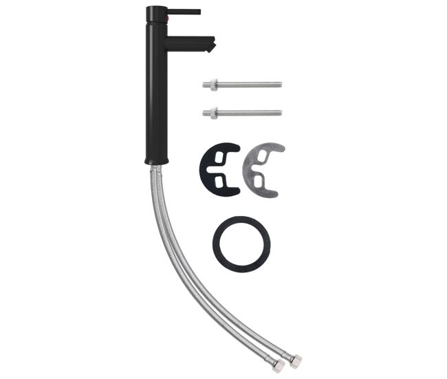 Vidaxl grifo mezclador de cuarto de baño negro 12x30 cm