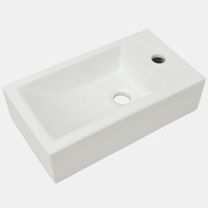 vidaXL Lavatório + abertura torneira cerâmica branco 46x25,5x12 cm