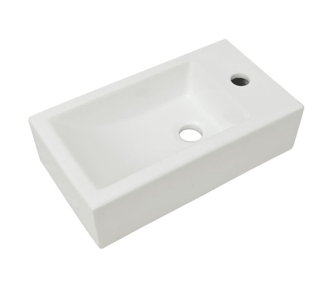 Vidaxl lavabo con agujero grifo rectangular cerámica 46x25,5x12 blanco