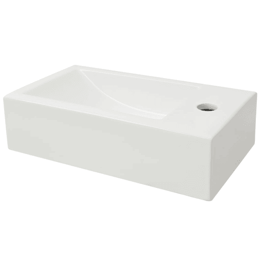 vidaXL Lavatório + abertura torneira cerâmica branco 46x25,5x12 cm vidaXL Lavatório + abertura torneira cerâmica branco 46x25,5x12 cm