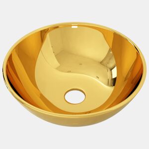 vidaXL Lavatório 28x10 cm cerâmica dourado