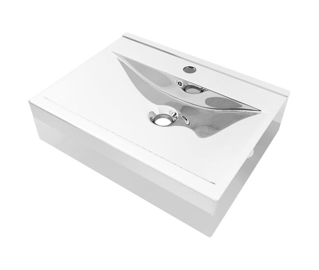 Vidaxl lavabo con rebosadero cerámica plateado 60x46x16 cm
