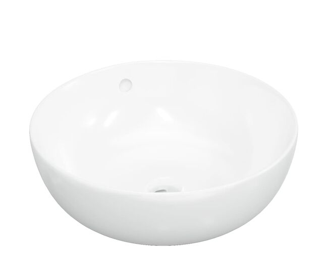 Vidaxl lavabo redondo cerámica blanco 44x17 cm