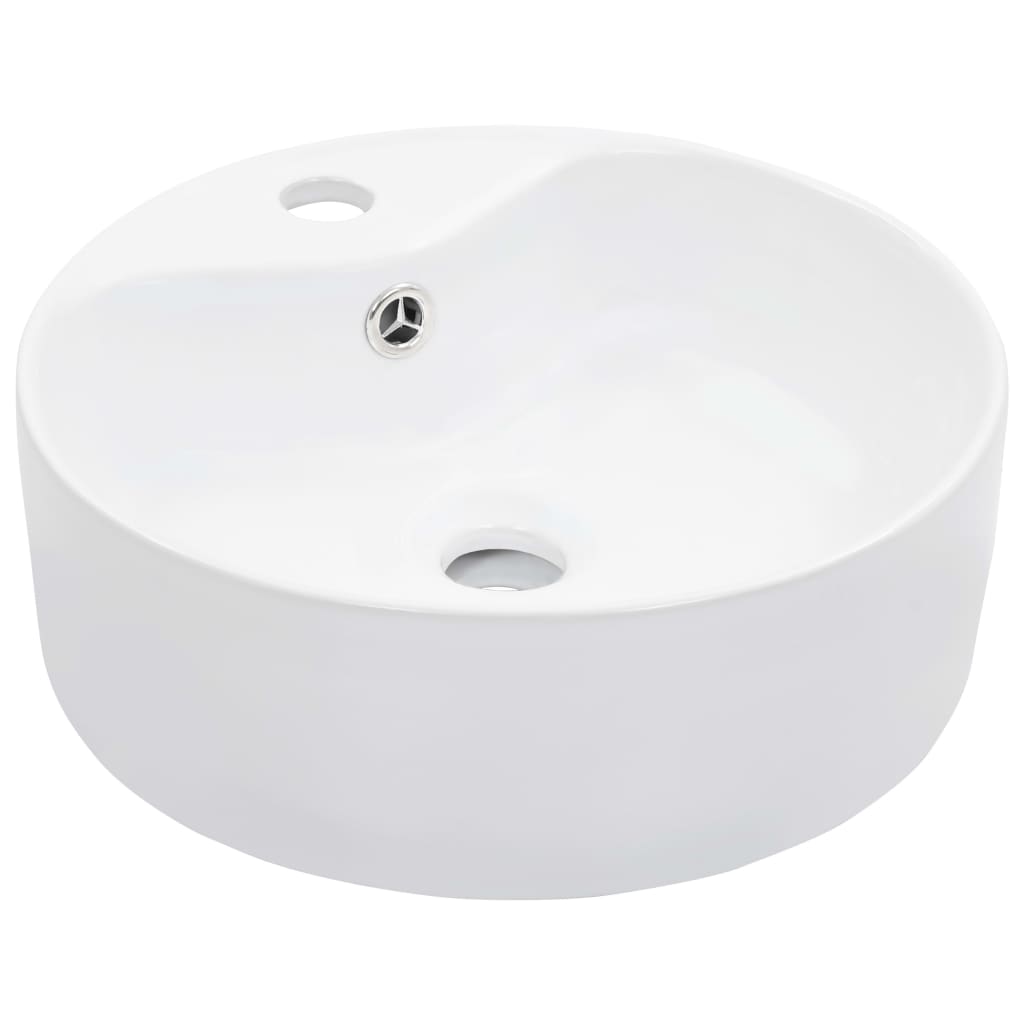 Vidaxl lavabo con rebosadero 36x13 cm cerámica blanco