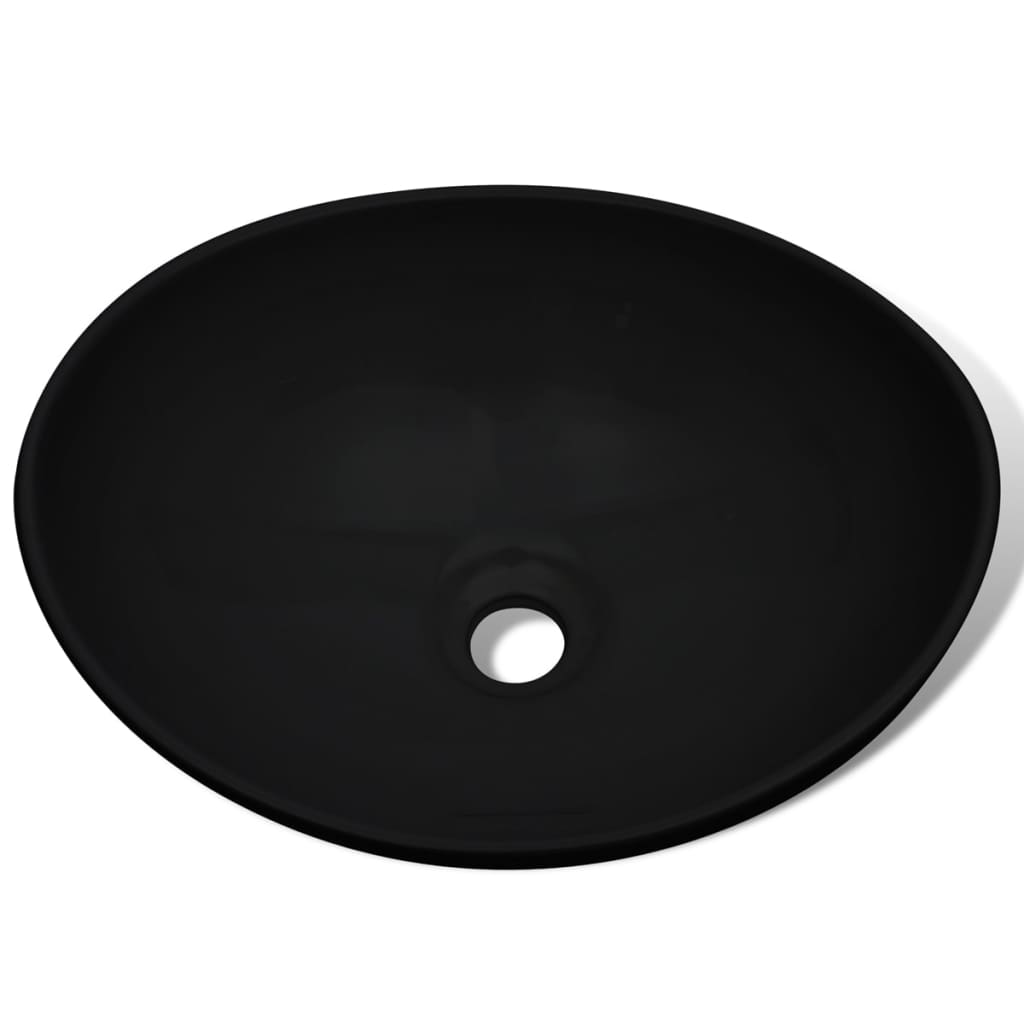 Vidaxl lavabo de cerámica 40x33 cm ovalado negro