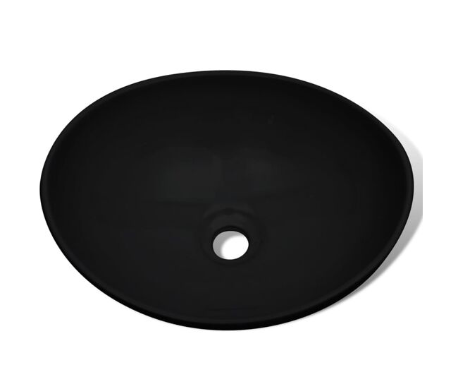Vidaxl lavabo de cerámica 40x33 cm ovalado negro