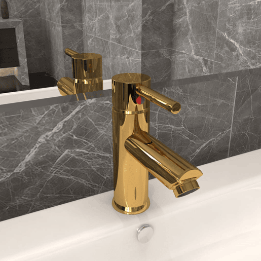 vidaXL Torneira para lavatório de casa de banho 130x176 mm dourado