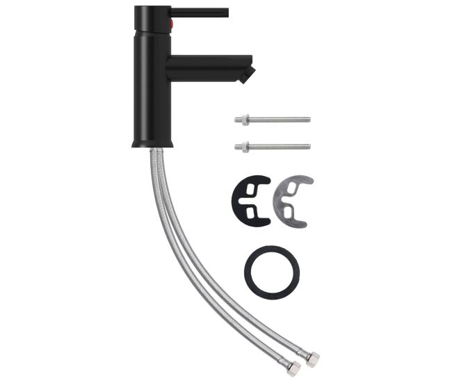 Vidaxl grifo para lavabo de baño acabado negro 130x176 mm