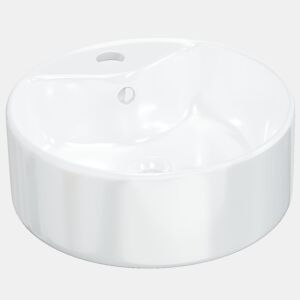 vidaXL Lavatório redondo 40x14,5 cm cerâmica branco