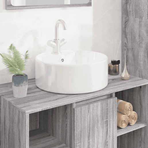 vidaXL Lavatório redondo 40x14,5 cm cerâmica branco vidaXL Lavatório redondo 40x14,5 cm cerâmica branco