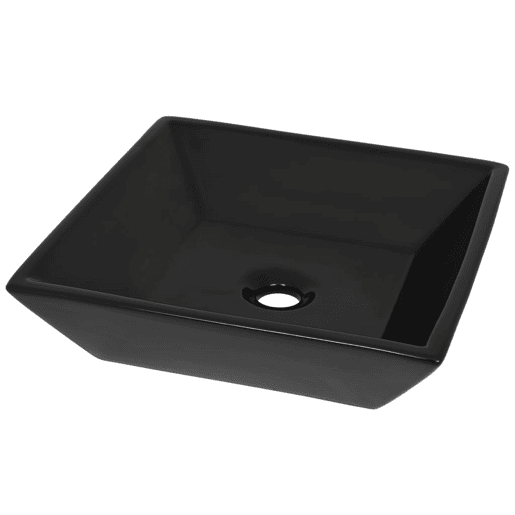 vidaXL Lavatório quadrado preto em cerâmica 41,5x41,5x12 cm