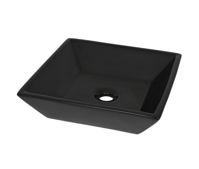 Vidaxl lavabo cuadrado de cerámica negro 41,5x41,5x12 cm