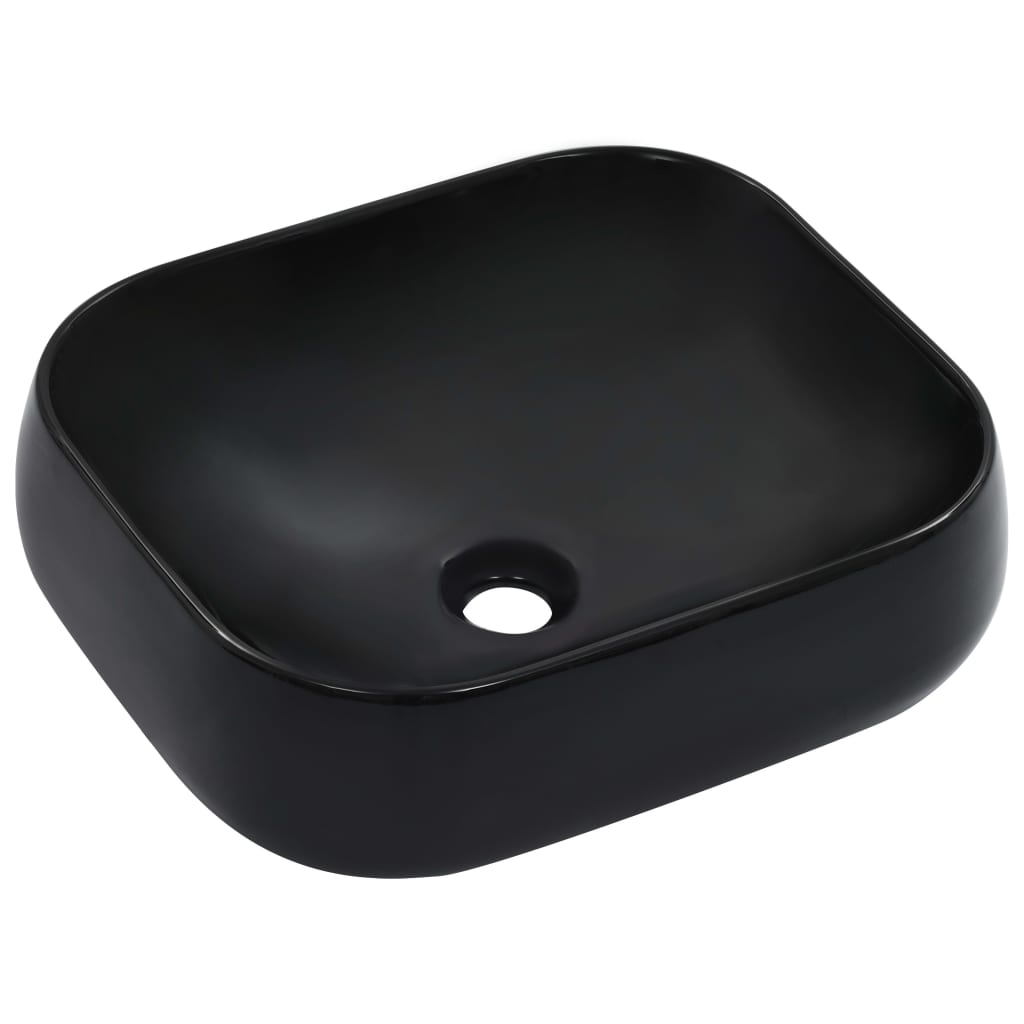 Vidaxl lavabo 44,5x39,5x14,5 cm cerámica negro