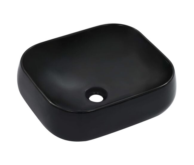 Vidaxl lavabo 44,5x39,5x14,5 cm cerámica negro