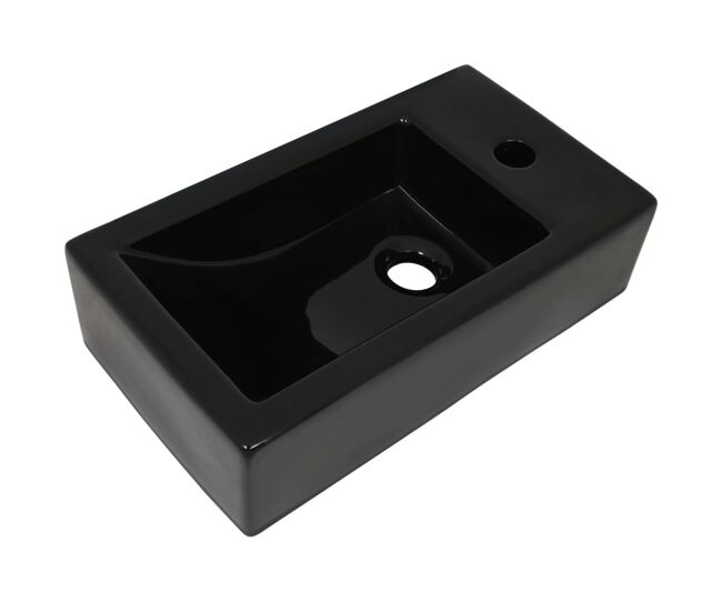 Vidaxl lavabo con agujero grifo rectangular cerámica 46x25,5x12 negro