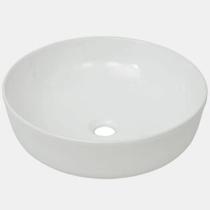 vidaXL Lavatório redondo em cerâmica branco 41,5x13,5 cm