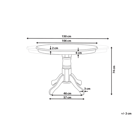 Mesa de jantar extensível AKRON Freixo claro 106150 cm 106 cm Madeira
