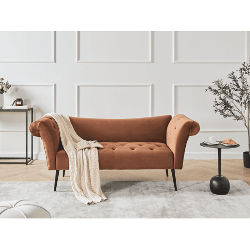 Chaise longue NANTILLY Veludo Castanho dourado