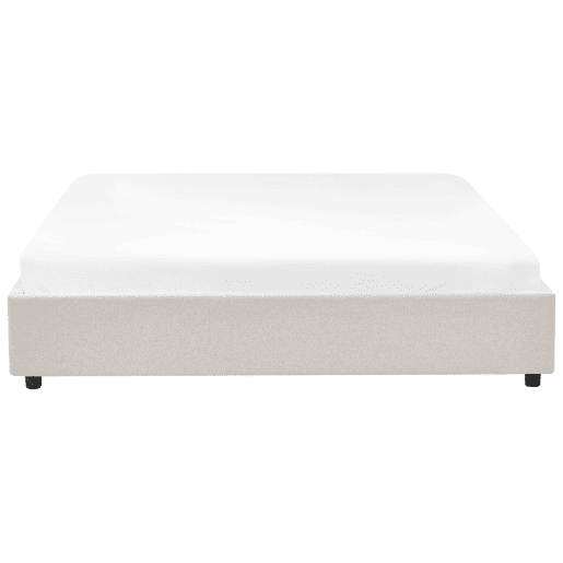 Cama com gavetas de arrumação e sem cabeceira Tecido PRADES 180 x 200 cm Creme claro