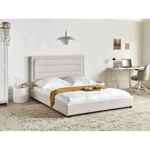 Cama Tecido ROUEN 160 x 200 cm Creme claro
