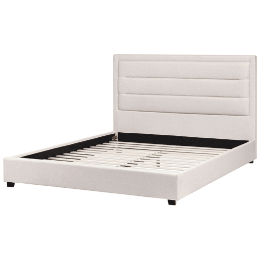 Cama Tecido ROUEN 160 x 200 cm Creme claro