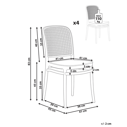 Conjunto de 4 cadeiras de jantar PLOSE BrancoCreme Conjunto de 4 cadeiras de jantar PLOSE BrancoCreme