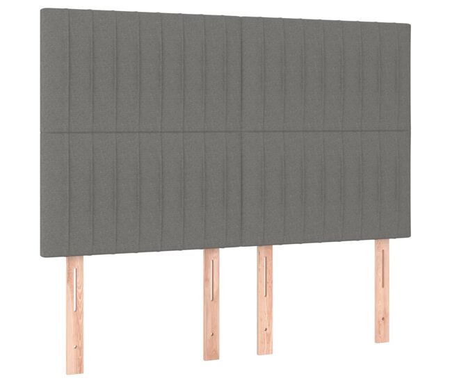 Vidaxl cabecero de cama gris oscuro 144x5x118/128 cm de tela