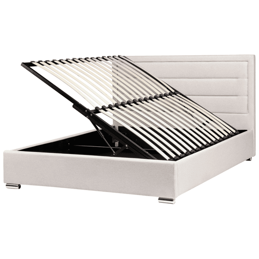 Cama baú Tecido ROUEN 160 x 200 cm Creme claro