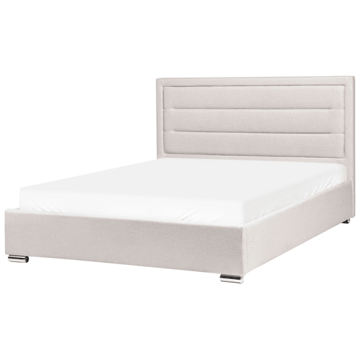 Cama baú Tecido ROUEN 160 x 200 cm Creme claro